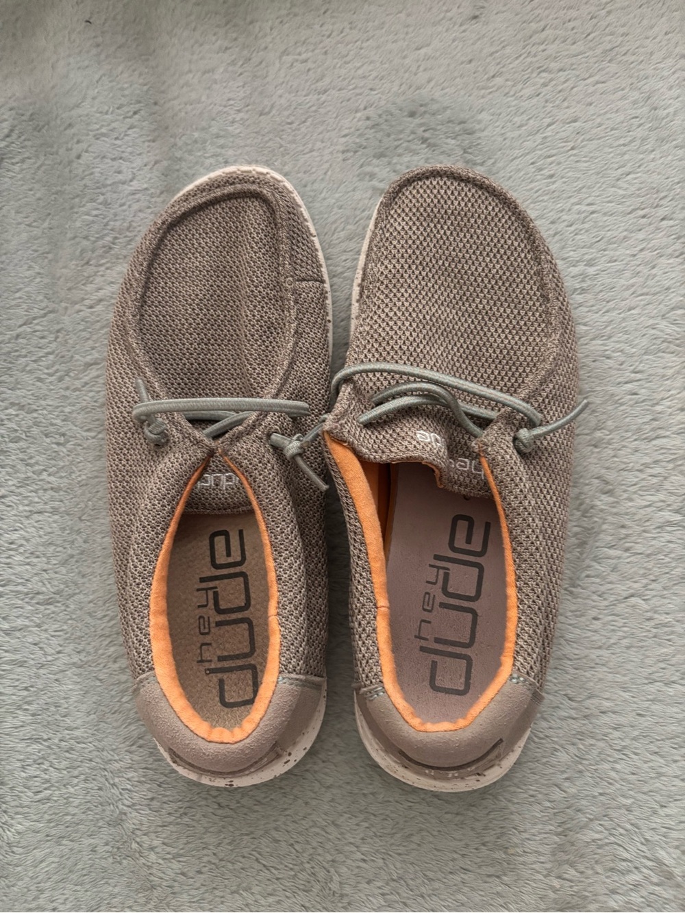 Hey Dude kid’s Woven Slip-On Loafers in Taupe with Orange Lining